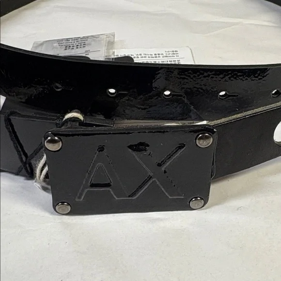 A/X Armani Exchange Plate Belt Leather and Metal Black Size 75/Small NWT Amazon.com: Armani Exchange Men main image 4